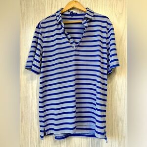 Stitch Striped Performance Polo Shirt Blue/White Size Large EUC